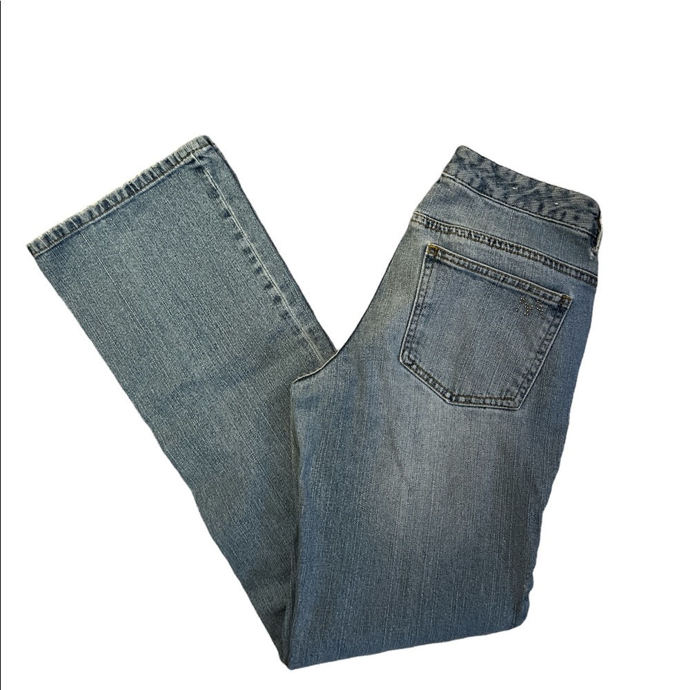 {MICHAEL KORS} Size 4 Boot-cut studded MK Back Pocket Light Blue Denim Blue Jean